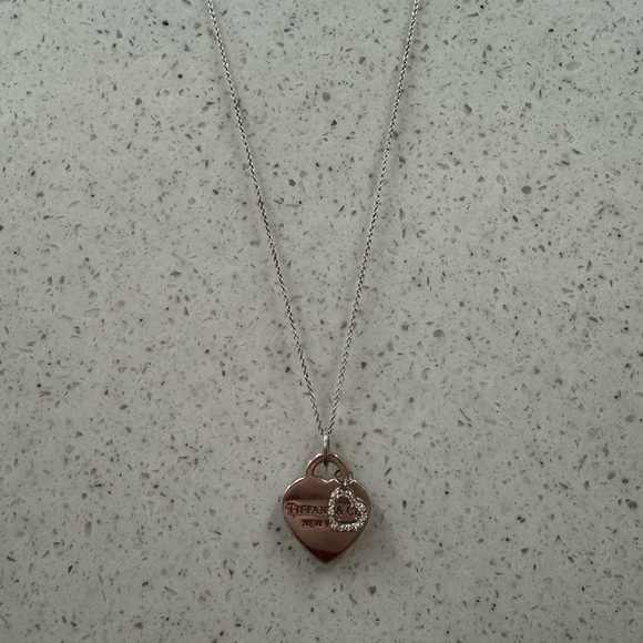 Tiffany & Co. Jewelry - Tiffany & Co. Silver Heart Tag Pendant with Pavé Accent